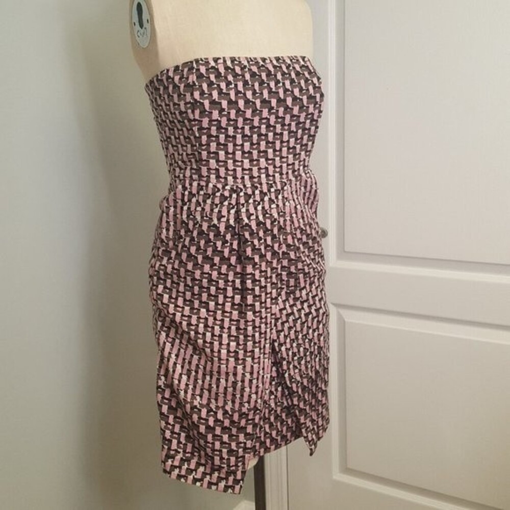 Banana Republic Silk Pink Black Strapless Cocktail Dress POCKETS !